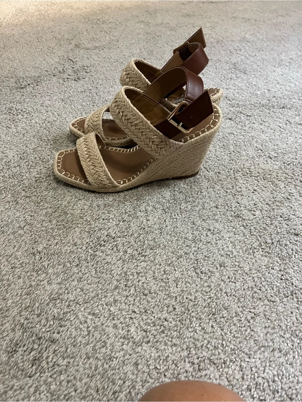 Steve Madden Braided Tan Espadrille Block Heel Sandals